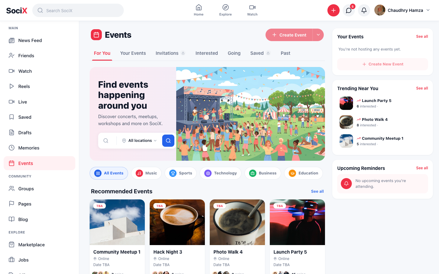 SociX Events (desktop)