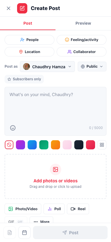 SociX Create Post (mobile)