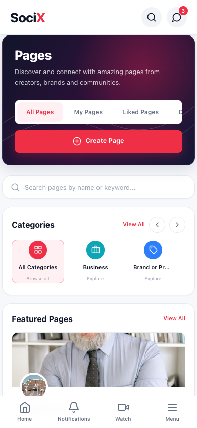 SociX Pages (mobile)